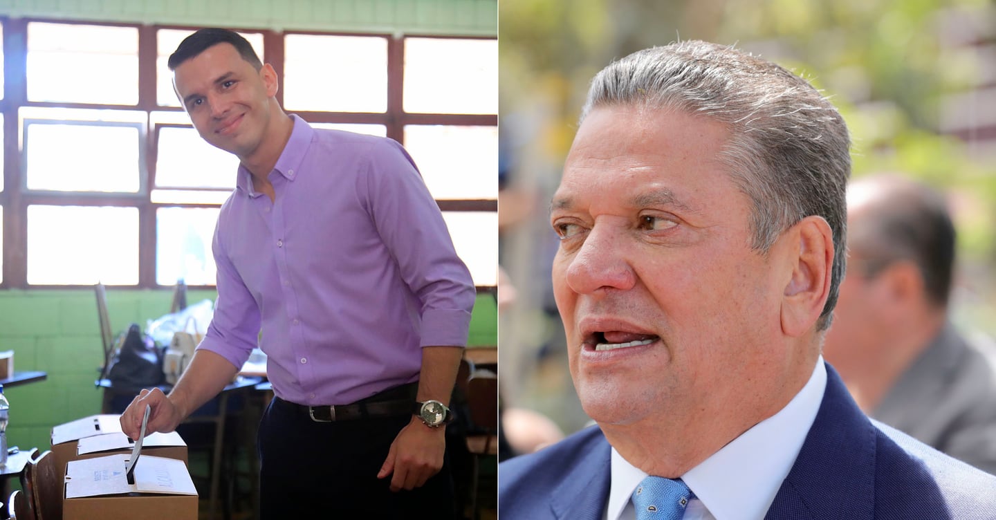 El candidato a alcalde por San José, Diego Miranda, y el alcalde saliente, Johnny Araya.