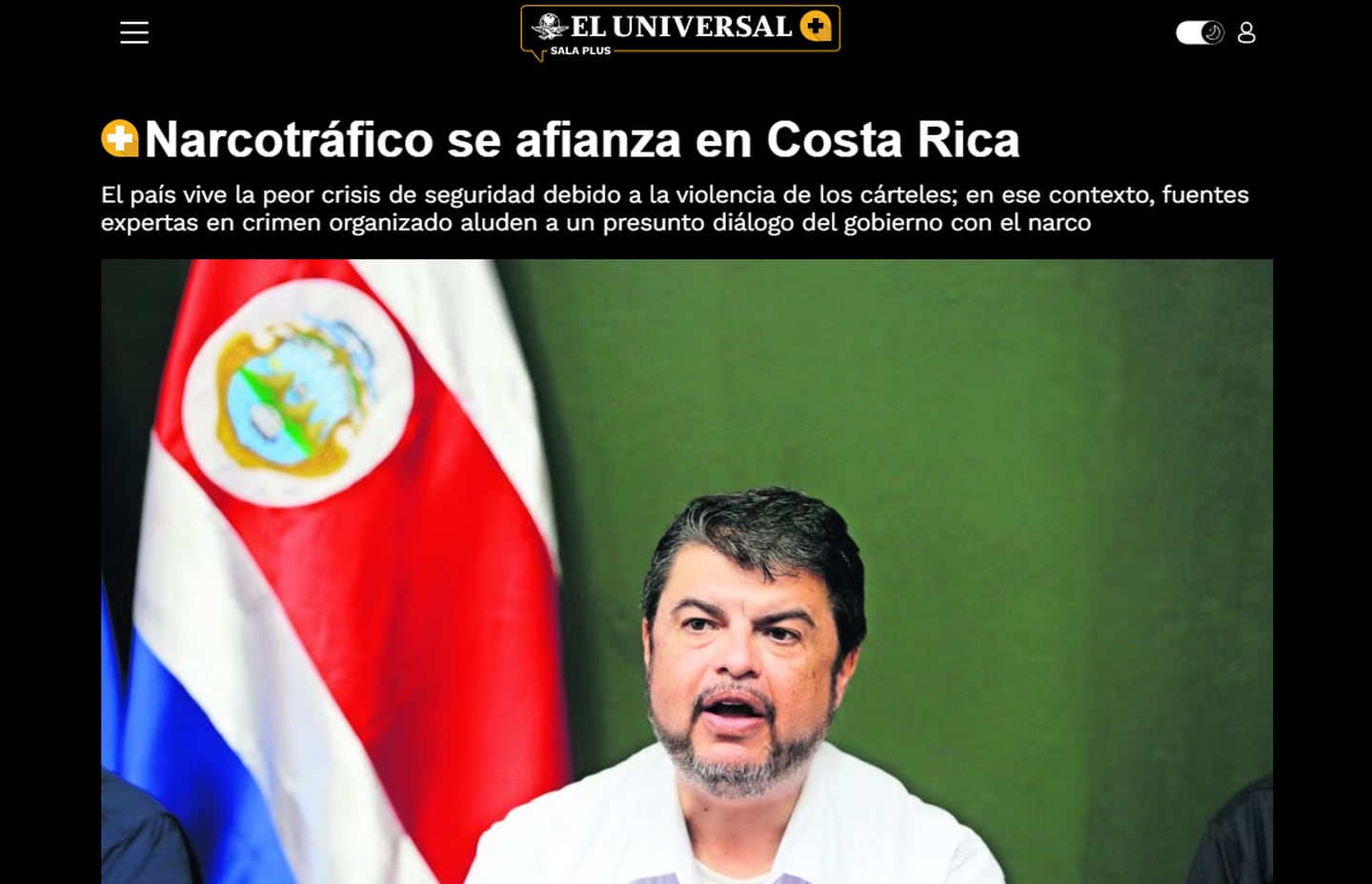 Captura de pantalla | 'El Universal' de México | Narcotráfico se afianza en Costa Rica