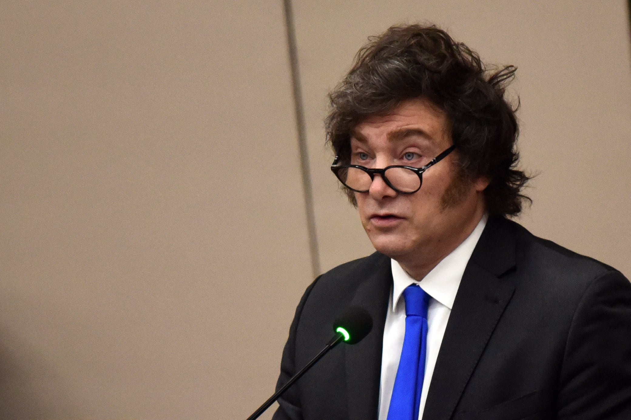 El presidente argentino, Javier Milei, durante un discurso en el Congreso Nacional en Asunción el 17 de setiembre anterior. Fotografía: