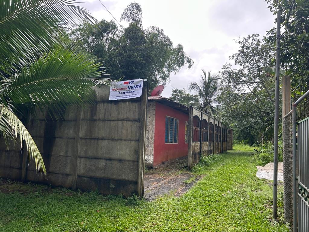 Esta vivienda de tres habitaciones en Guácimo, Limón, se ofrece por ₡21.838.500, con un descuento del 25%. El BCR advierte que la servidumbre de acceso no está inscrita a favor del inmueble.