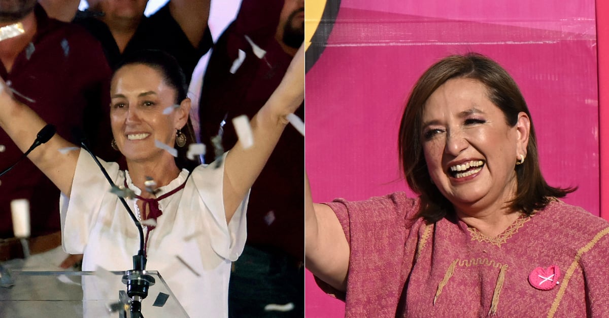 Según un sondeo del diario El Universal, Claudia Sheinbaum (izq) lidera con 54% de los apoyos, seguida por Xóchitl Gálvez con 34%