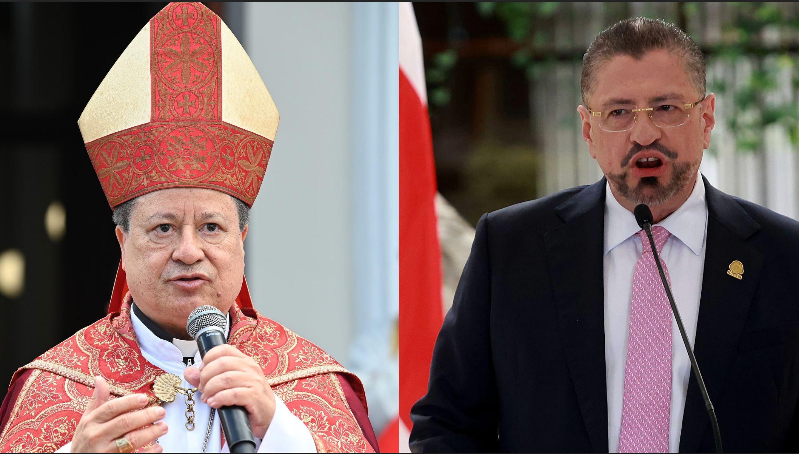 El arzobispo de San José, José Rafael Quirós, y el presidente de la República, Rodrigo Chaves