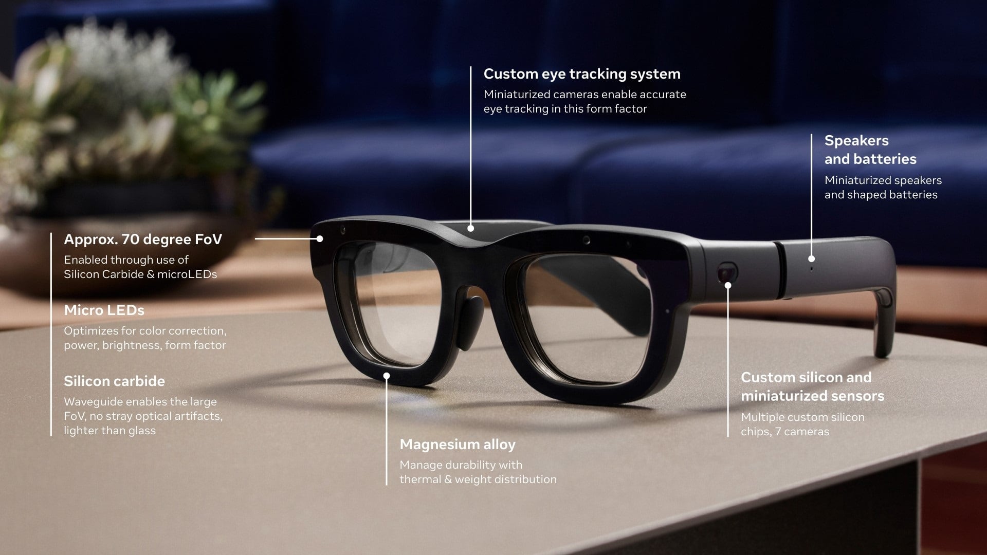 Meta presenta Orion, sus primeras gafas RA inalámbricas con pantallas holográficas y asistencia de IA, acompañadas de pulseras EMG para un control gestual preciso.