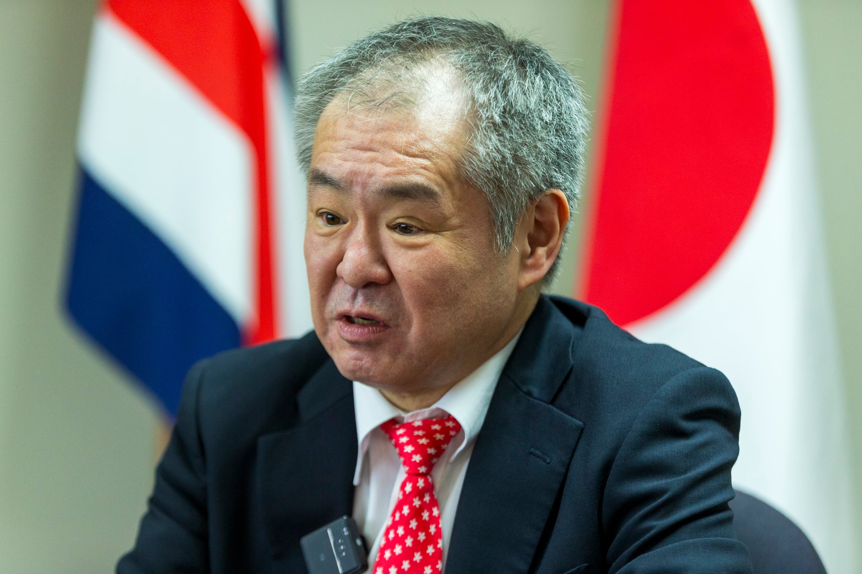 30/01/2024, San José, La Sabana, Embajada de Japón, entrevista con Ariyoshi Katsuhide, nuevo embajador de Japón en Costa Rica y retratos junto a su esposa Rica Ariyoshi.