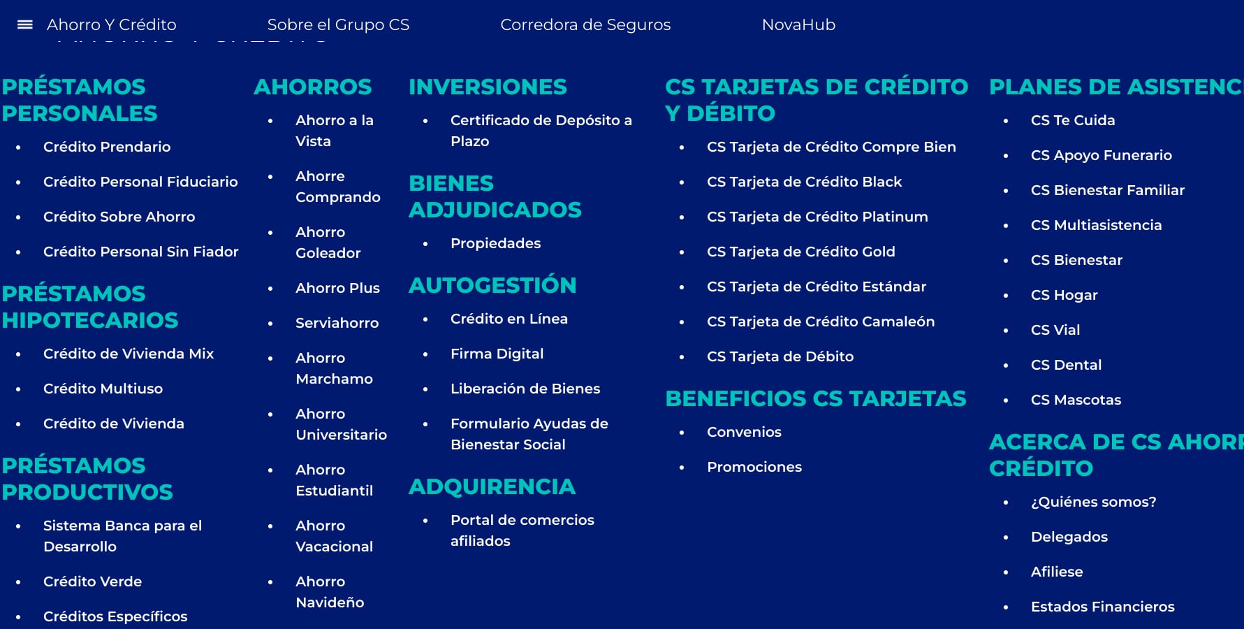 Imagen del sitio web de Coopervidores