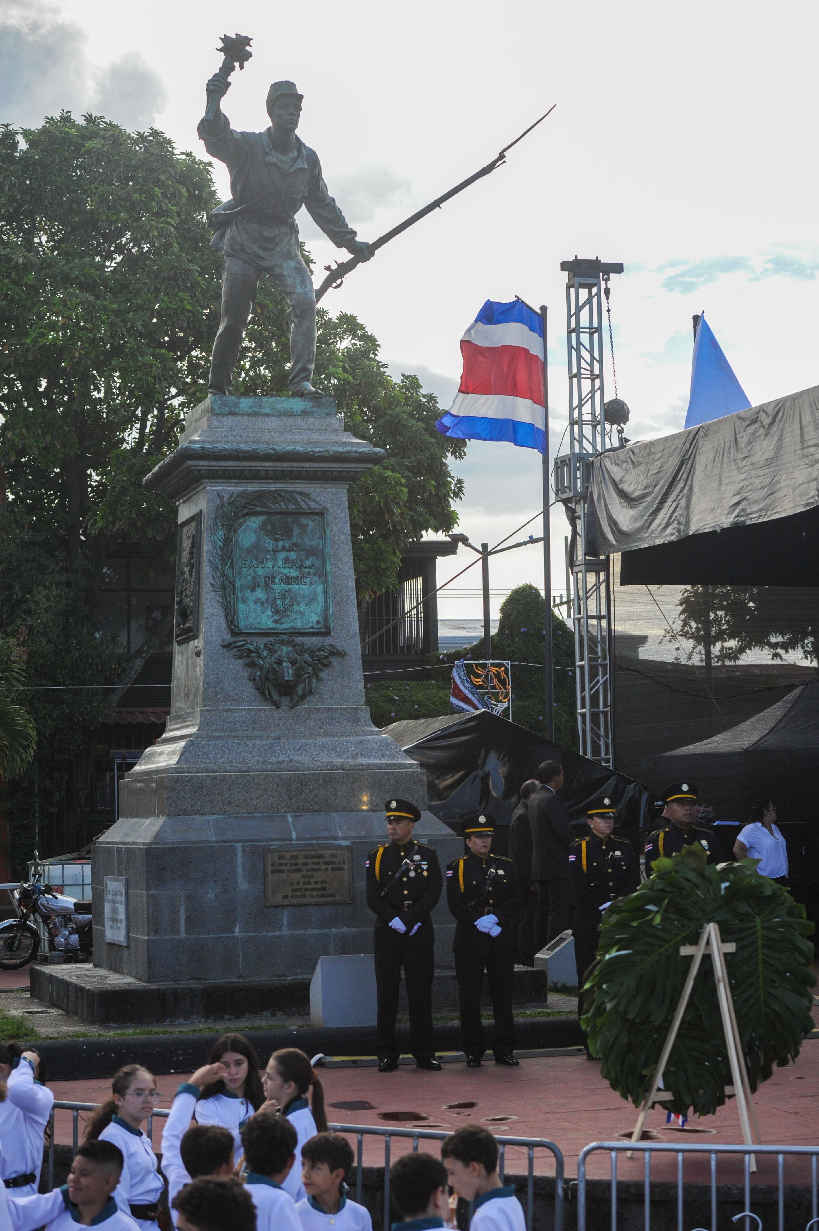 Actos de conmemoración de los 170 años de la Batalla de Rivas, en el parque Juan Santamaría, en Alajuela, este 11 de abril.