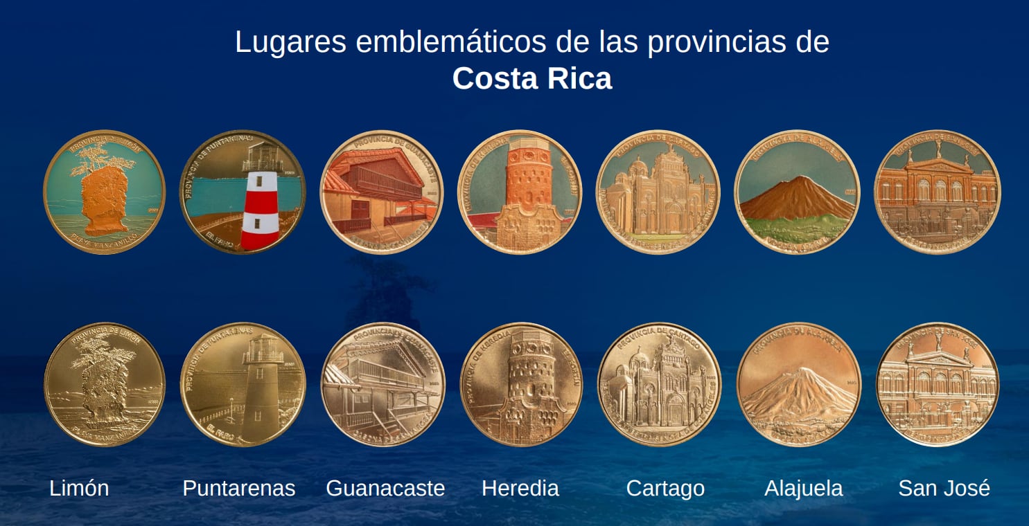 Captura de pantalla de Colección de monedas de 25 colones con lugares emblemáticos de Costa Rica.