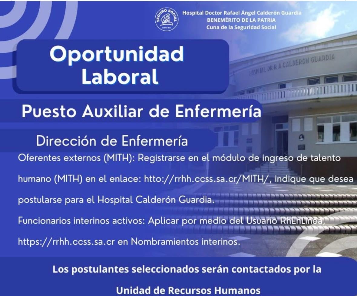 Empleo hospital calderón Guardia