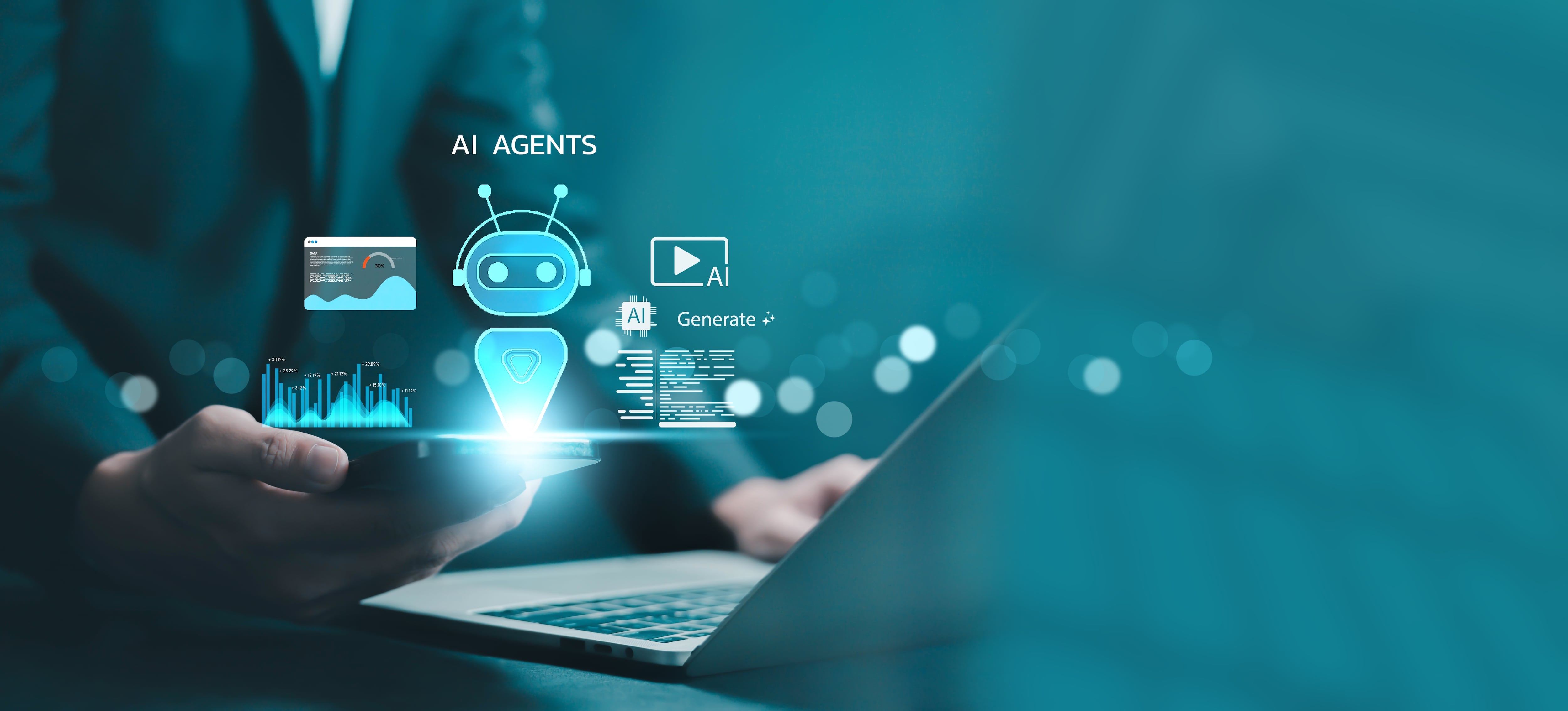 Representación de inteligencia artificial agéntica automatizando tareas complejas y transformando el empleo en Costa Rica, con enfoque en capacitación laboral y sectores como tecnología, finanzas y servicios.