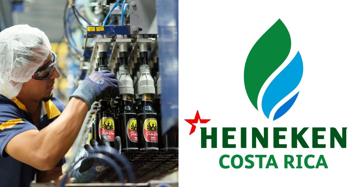 en la imagen una productora de imperial y el logo de heineken costa rica