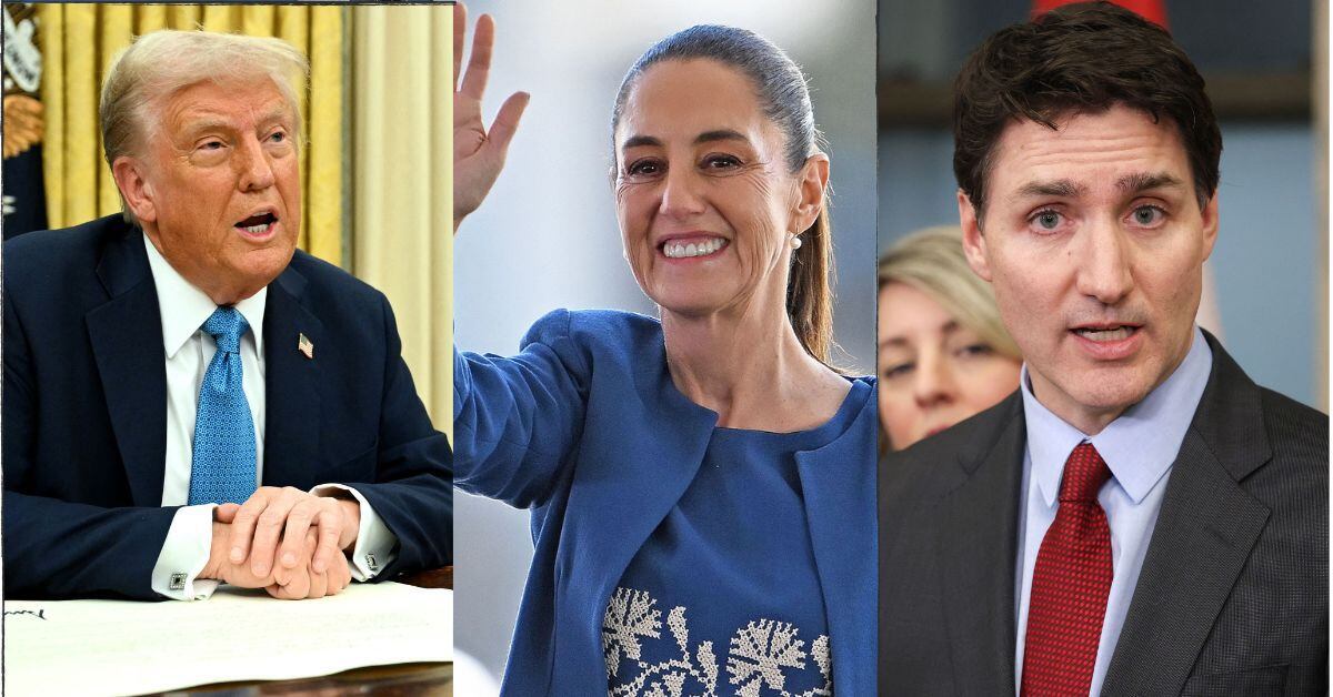 En la imagen, el presidente de Estados Unidos, Donald Trump, y sus homólogos de Canadá y México.