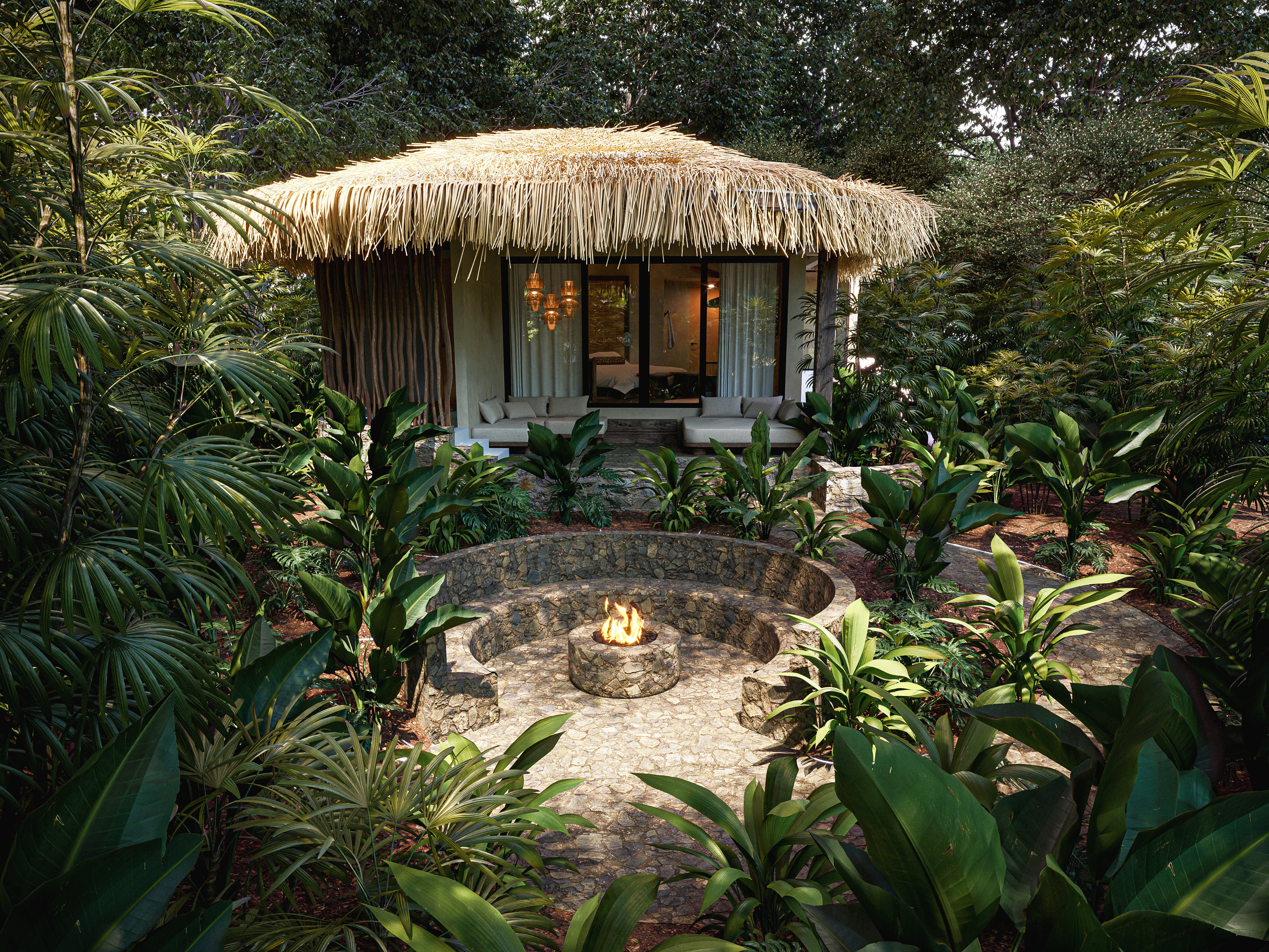 La renovada entrada de Santa Lucía Jungle Hacienda, que marca la transformación del antiguo Hotel Villa Lapas en un destino de lujo.