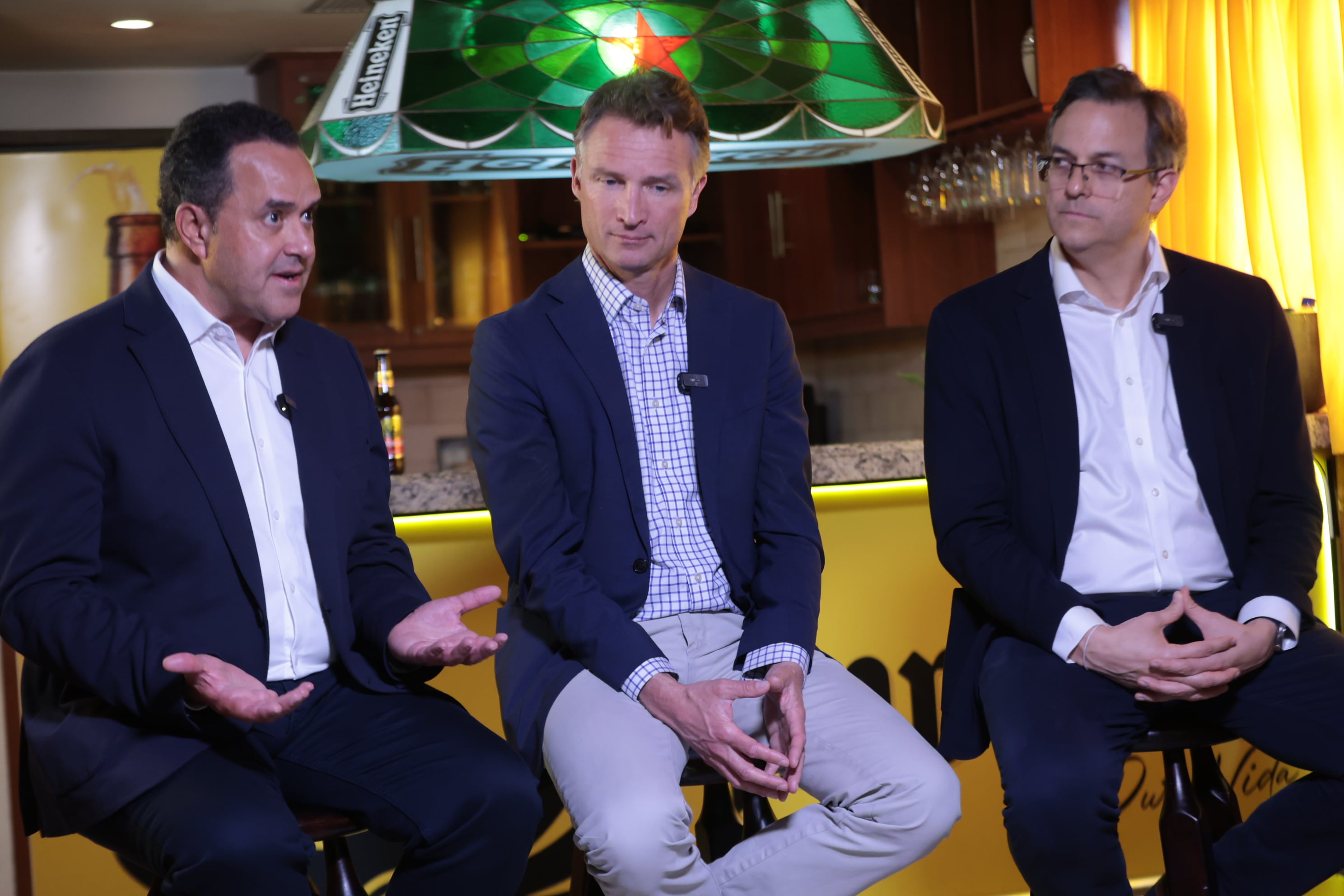 Fotos voceros de FIFCO y Heineken Alex Carreteiro, Dolf van den Brik y Rolando Carvajal / foto John Durán