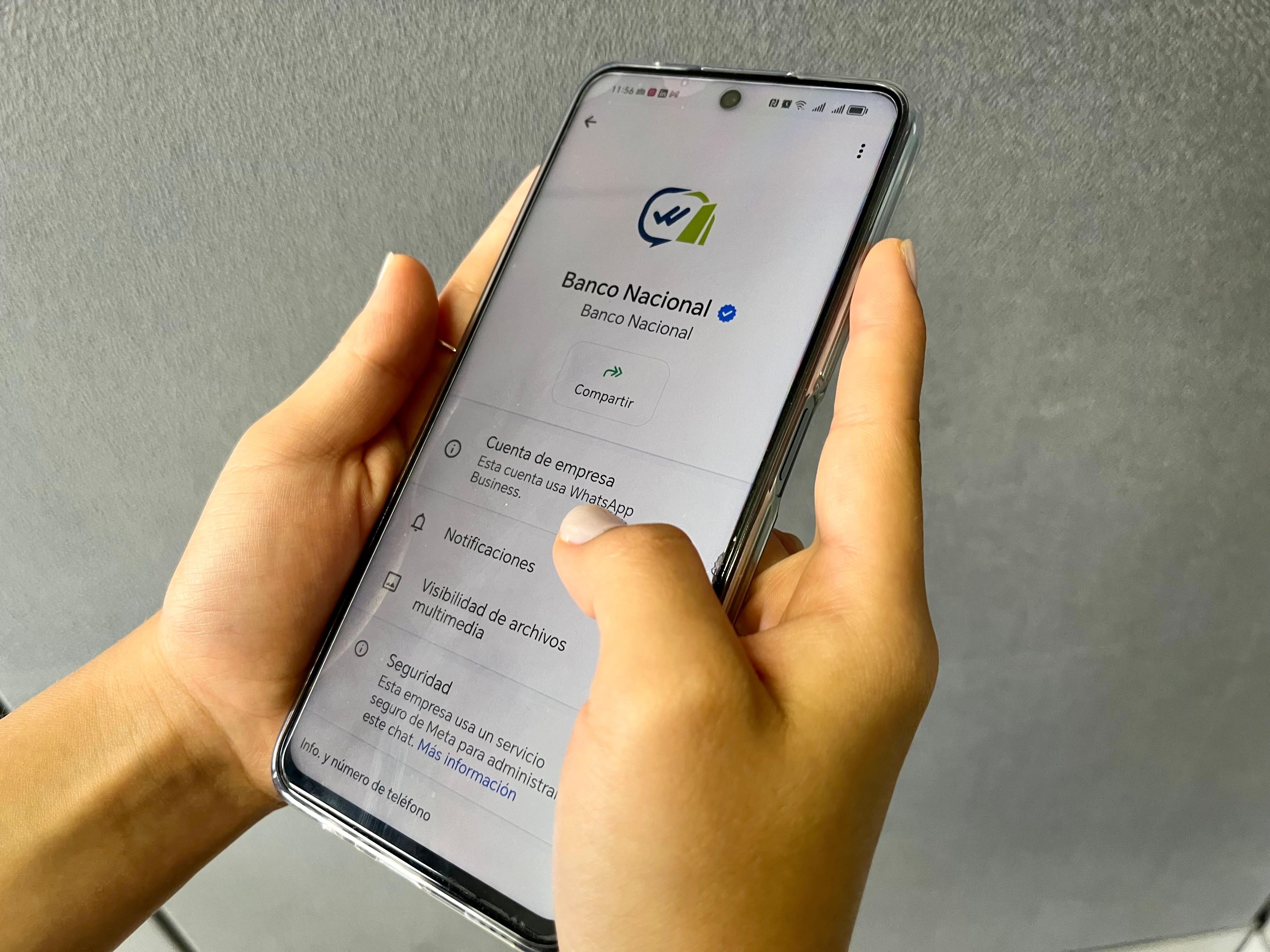 Canal del Banco Nacional en WhatsApp