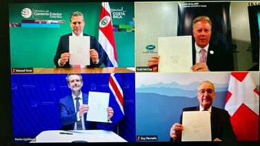 Costa Rica firma acuerdo comercial Accts con Suiza, Islandia y Nueva Zelanda
