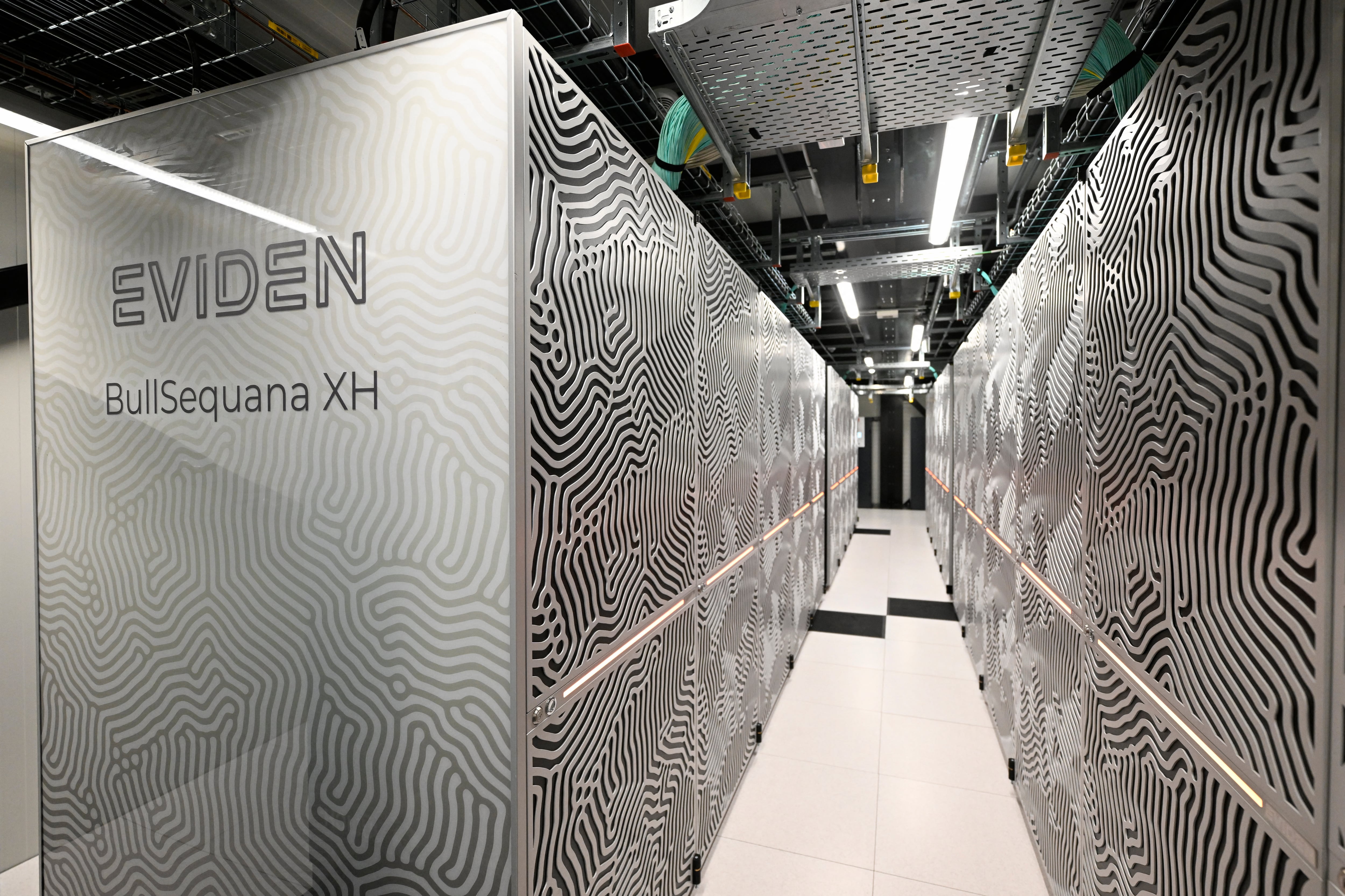 Europe's fastest supercomputer Jupiter is pictured after it was inaugurated on September 5, 2025 at the Supercomputing Centre in Juelich, western Germany. Jupiter is Europe's first "exascale" supercomputer -- meaning it will be able to perform at least one quintillion (or one billion billion) calculations per second. The computers' operators hope it can help the continent in everything from climate research to catching up in the artificial intelligence race. (Photo by INA FASSBENDER / AFP)