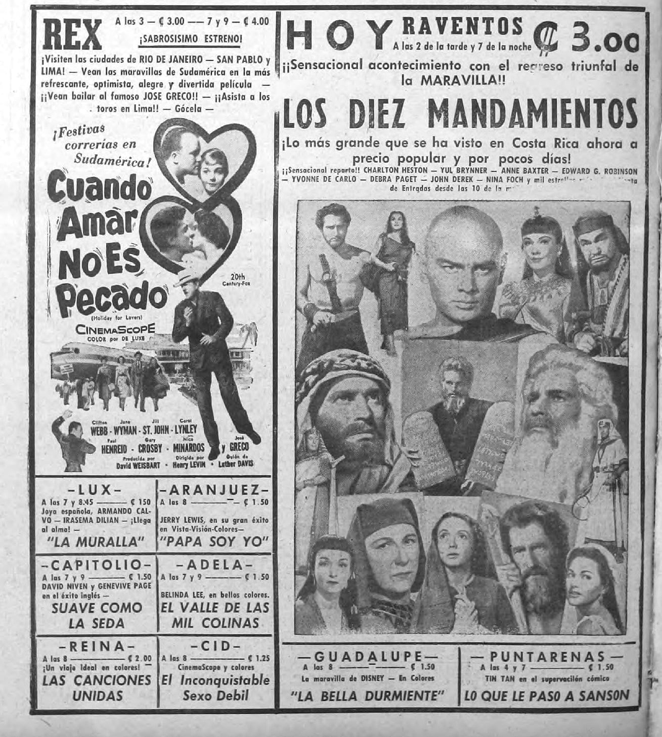 Película Los Diez Mandamientos en los cines de Costa Rica.