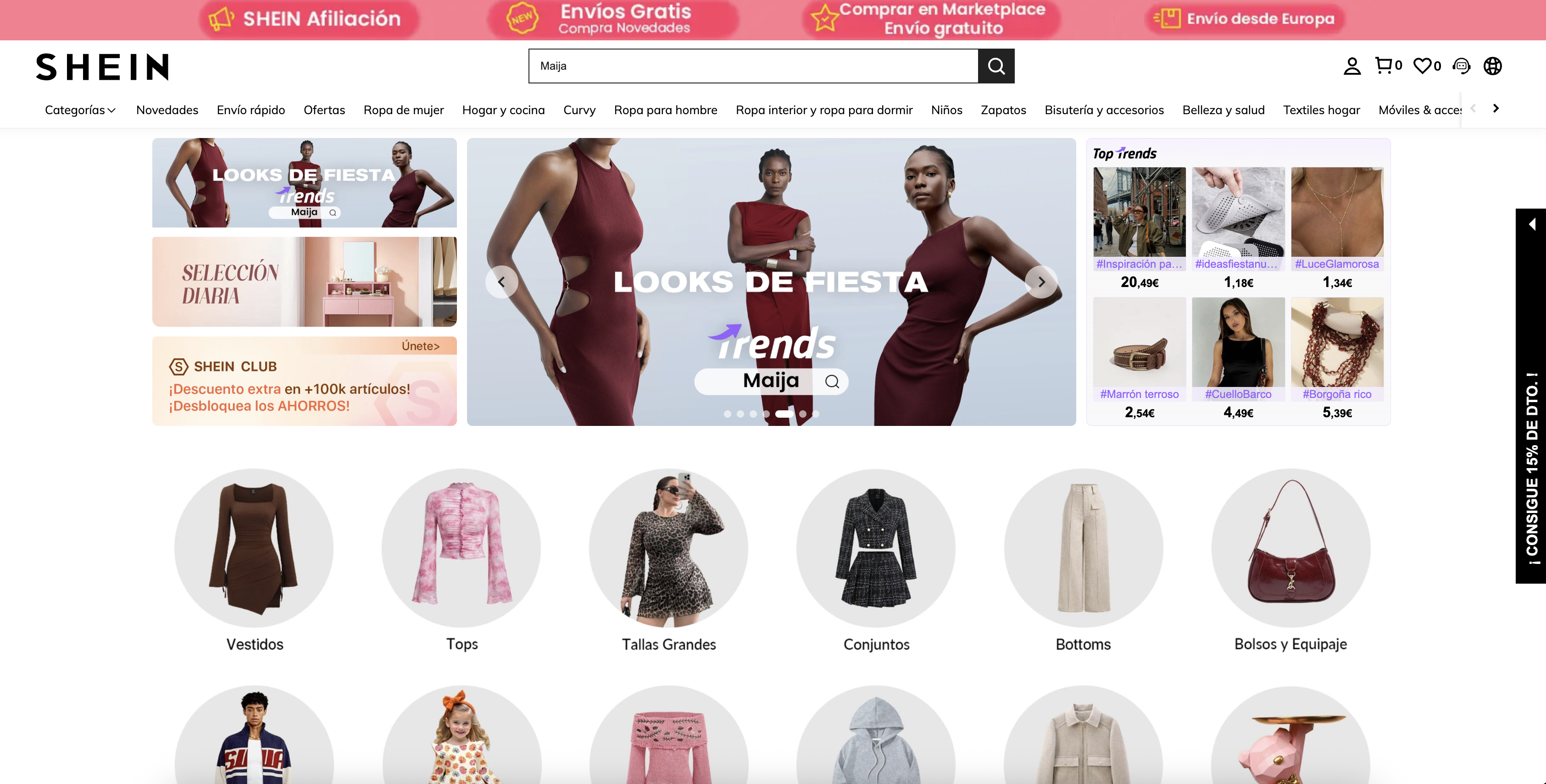 Novedades de moda en la plataforma de compras online Shein.