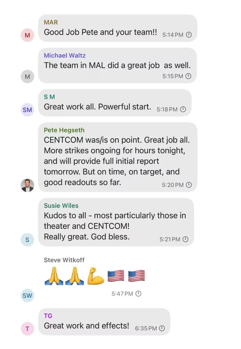 Captura de pantalla del chat en la plataforma de mensajeríaSignal