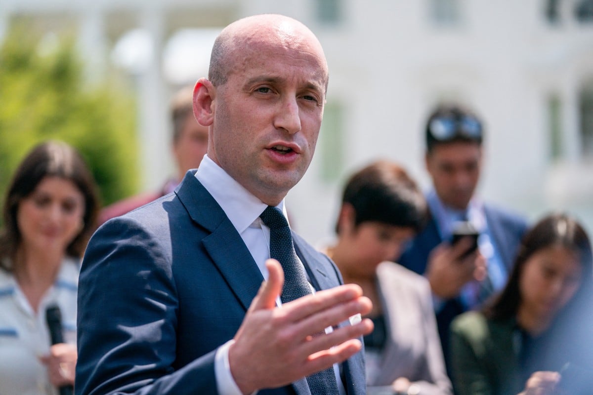 White House Deputy Chief of Staff Stephen Miller speaks with members of the press outside the White House in Washington, DC, on May 30, 2025. (Photo by Allison ROBBERT / AFP)