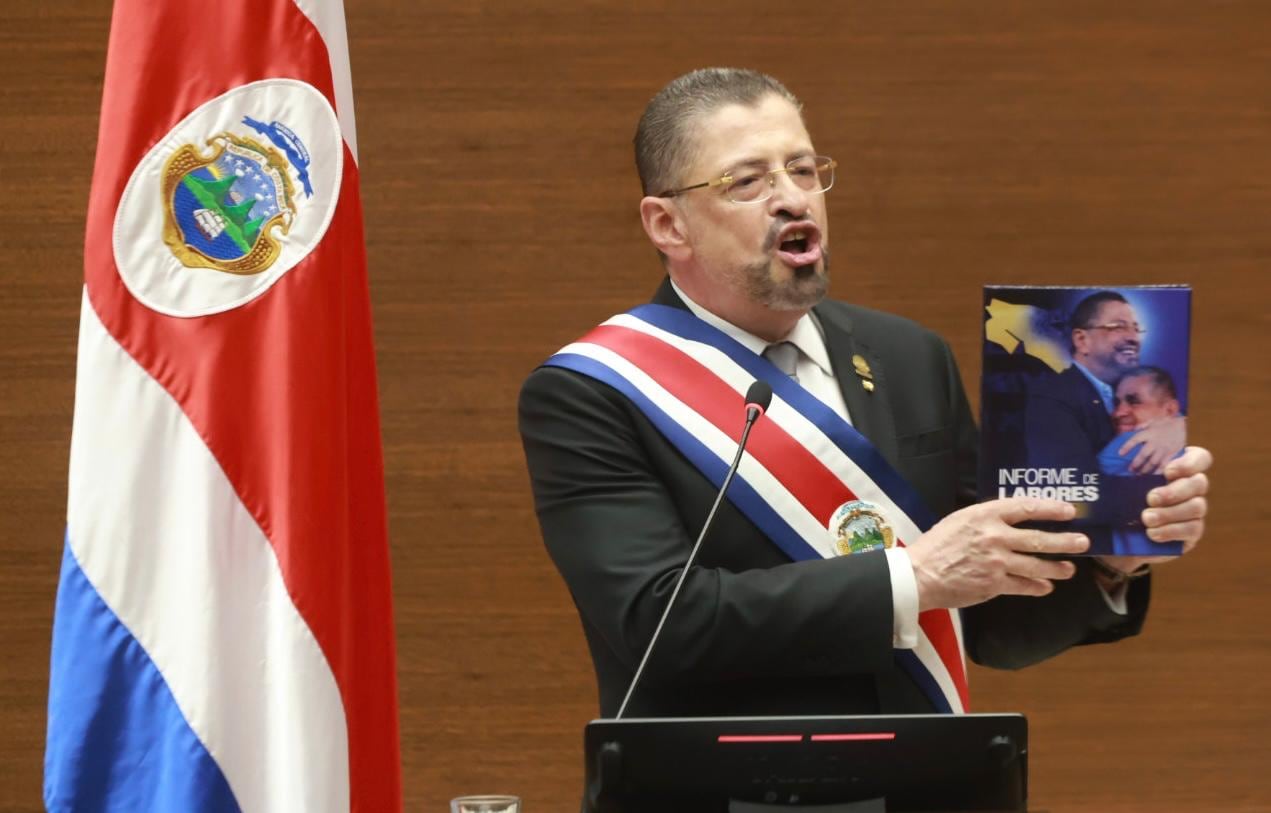 El presidente Rodrigo Chaves dio su discurso anual ante la Asamblea Legislativa y altas autoridades del gobierno.