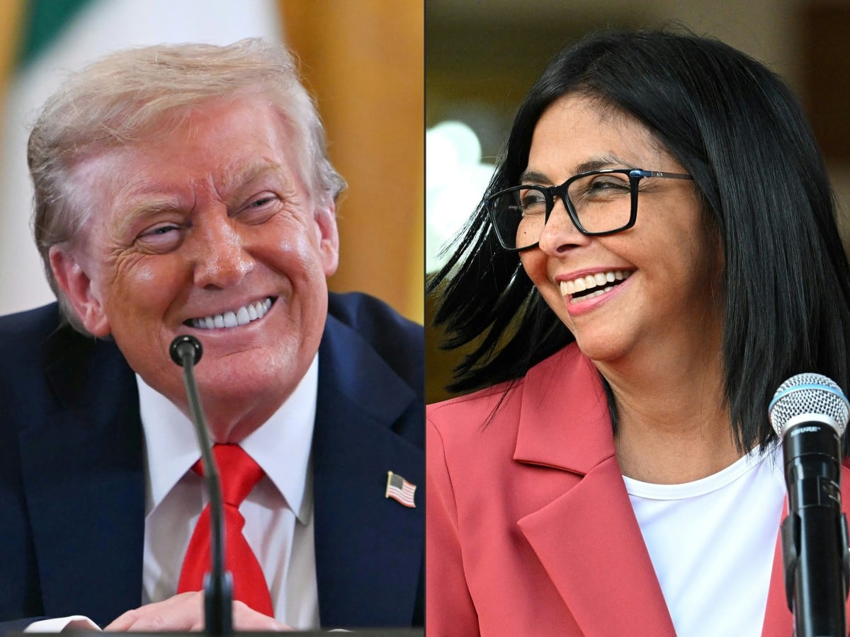 Donald Trump, presidente de Estados Unidos, y Delcy Rodríguez, presidenta encargada de Venezuela.