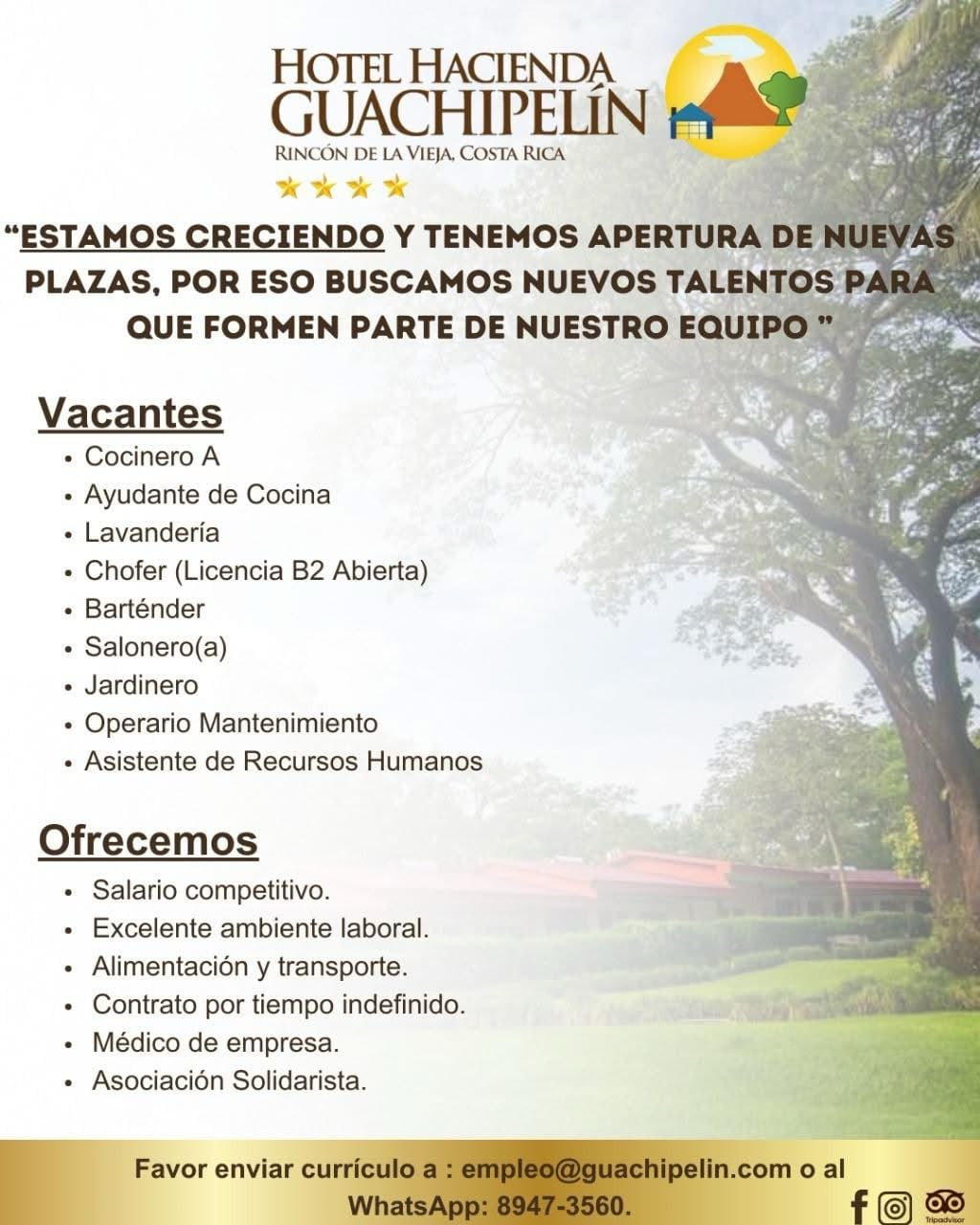 Puestos de empleo en Guanacaste