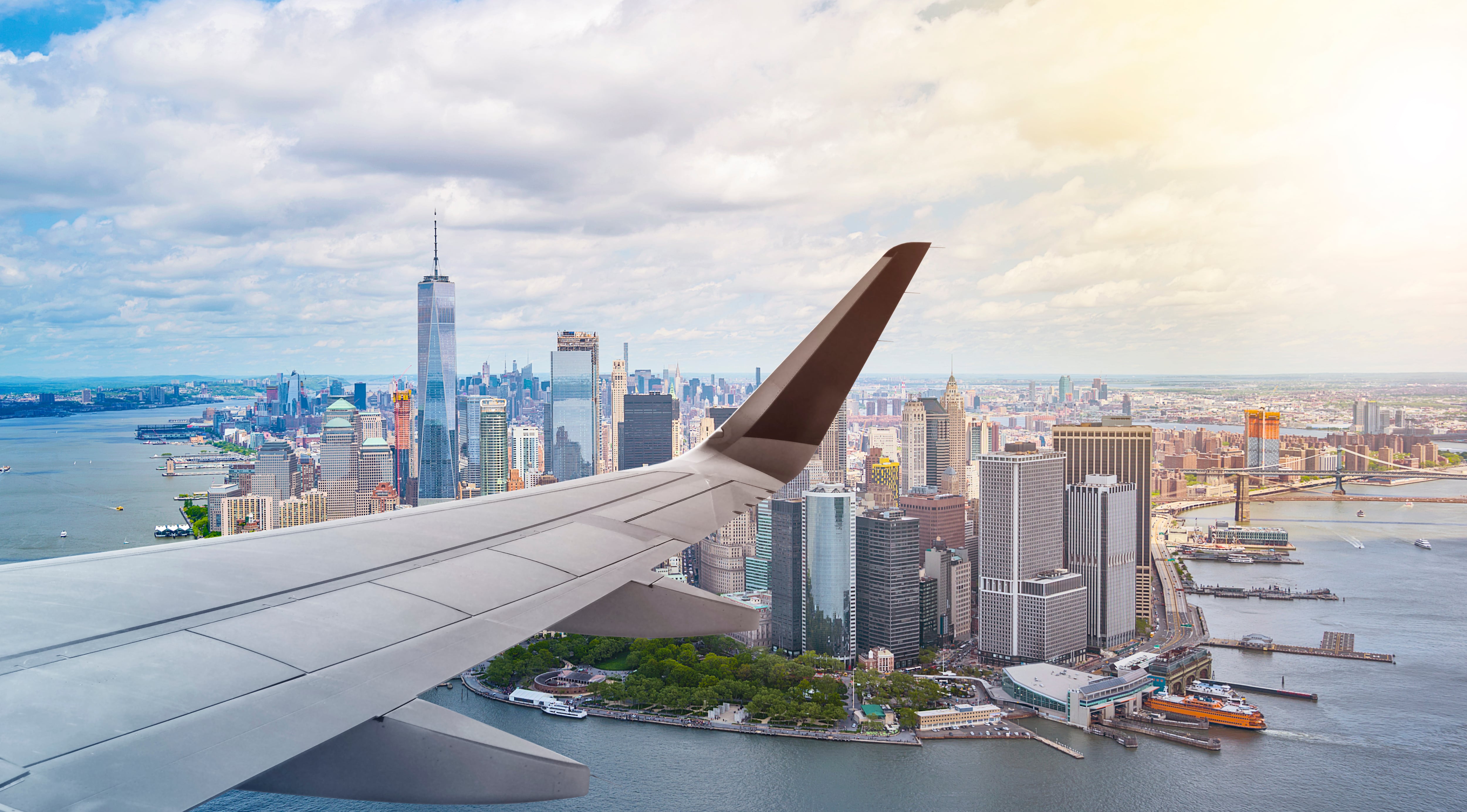 Manhattan, Nueva York, vista desde un avión. Turismo. Visa Estados Unidos.