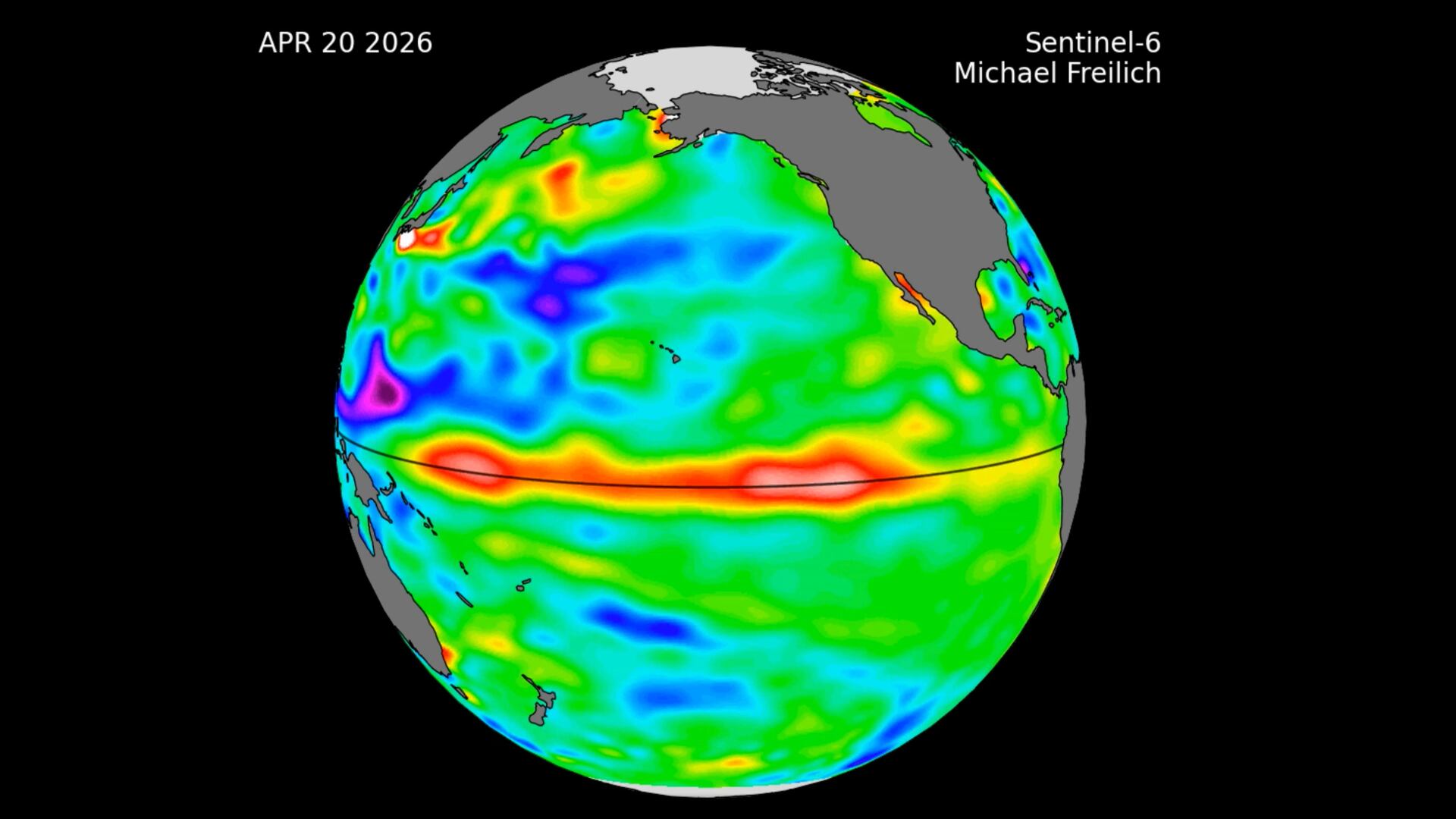 Datos de la NASA muestran señales asociadas con el desarrollo del fenómeno El Niño en el Pacífico.