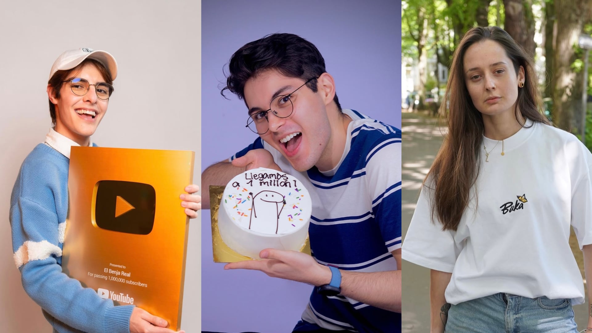 Benjamín Ramírez, Carlos Castro y Evangelina González de izquierda a derecha; los tres son creadores de contenido con éxito en YouTube.