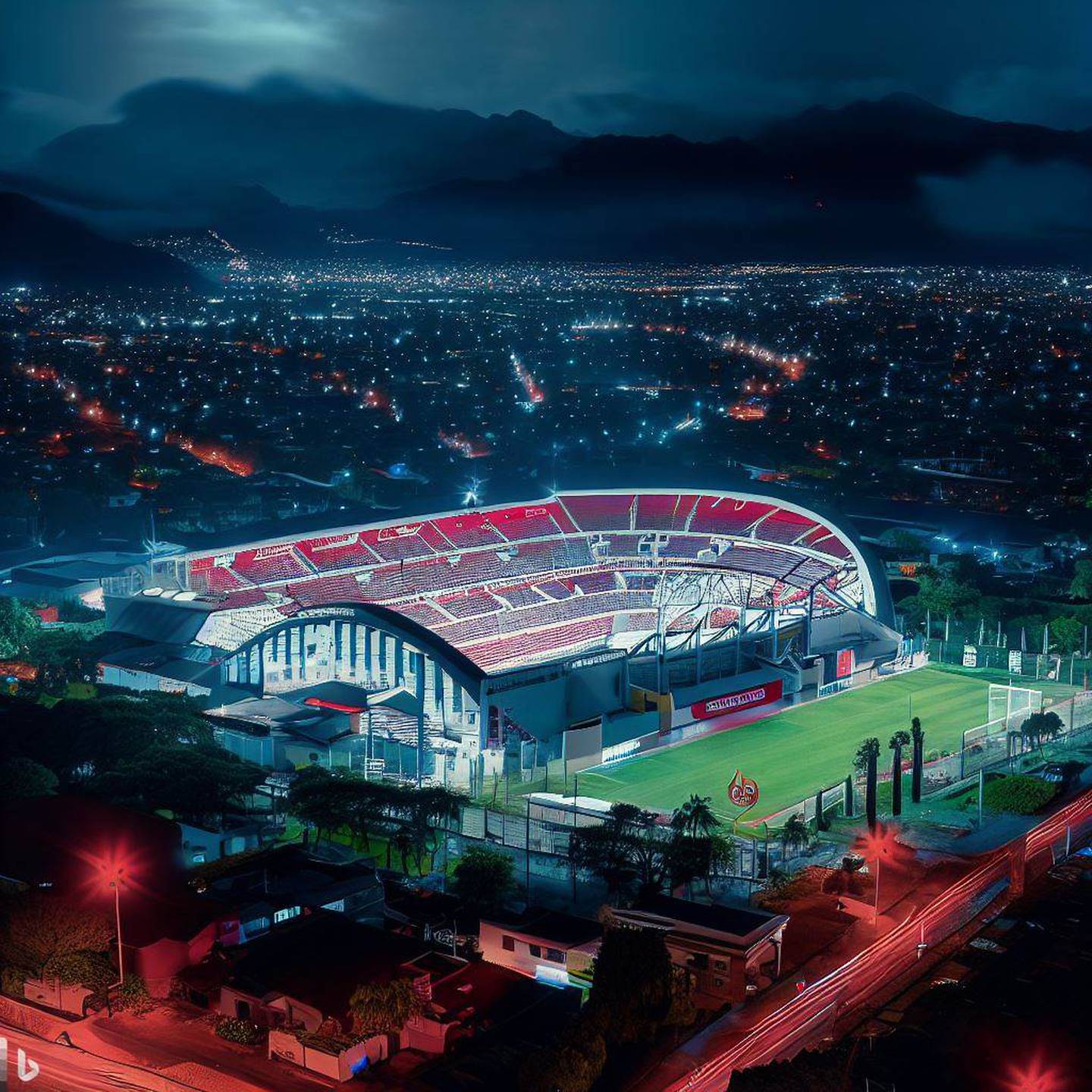 Estadio de Alajuelense en el año 2073 según Bing Image Creator | El Financiero